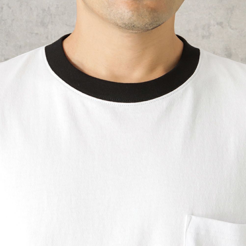 Goodwear 袖配色スーパービッグシルエット ポケット付きロングスリーブTシャツ メンズ