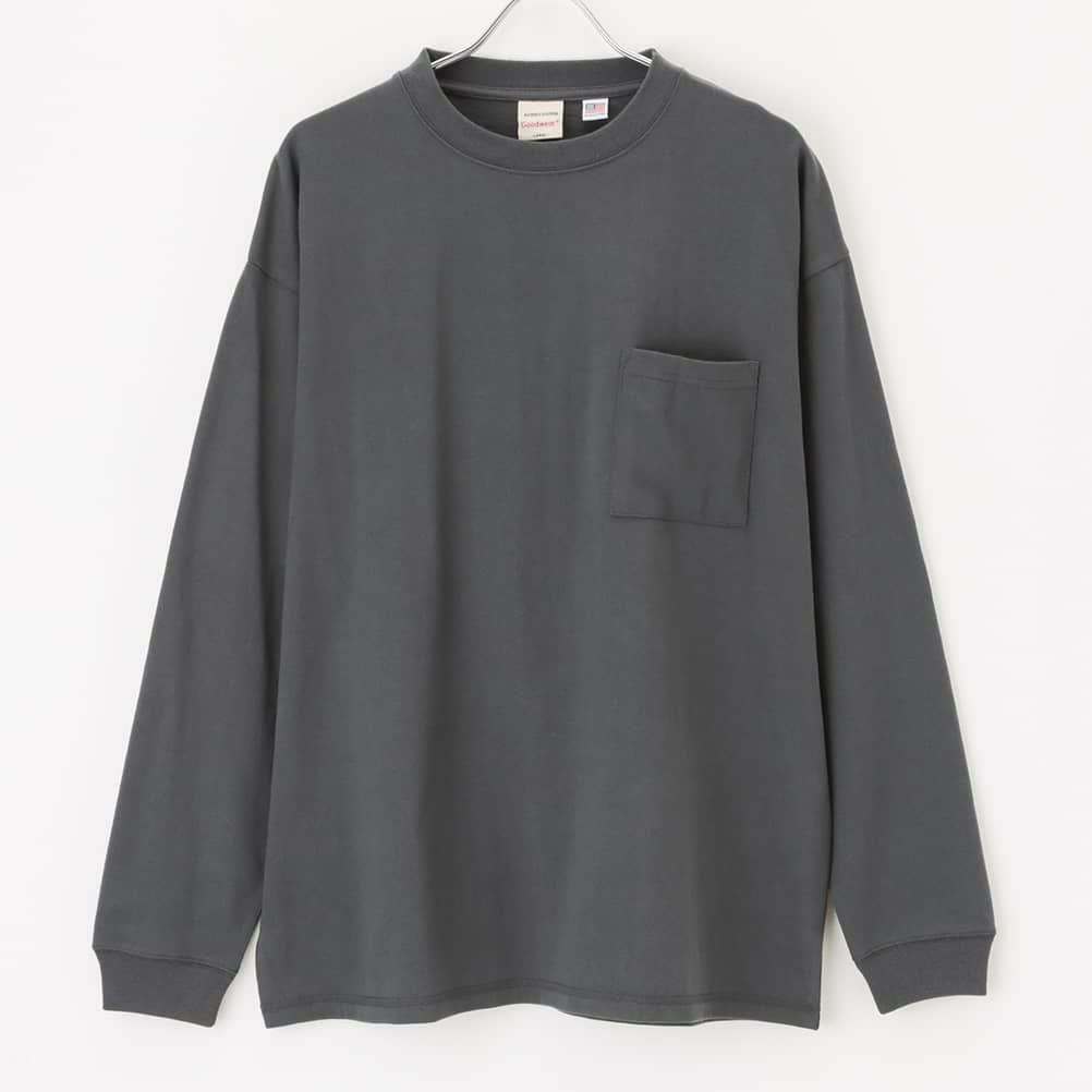 Goodwear ポケットリブ付き ビッグロングスリーブTシャツ メンズ