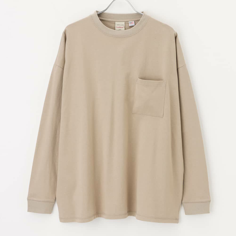 Goodwear 袖リブスーパービッグシルエット 胸ポケット付きロングスリーブTシャツ メンズ