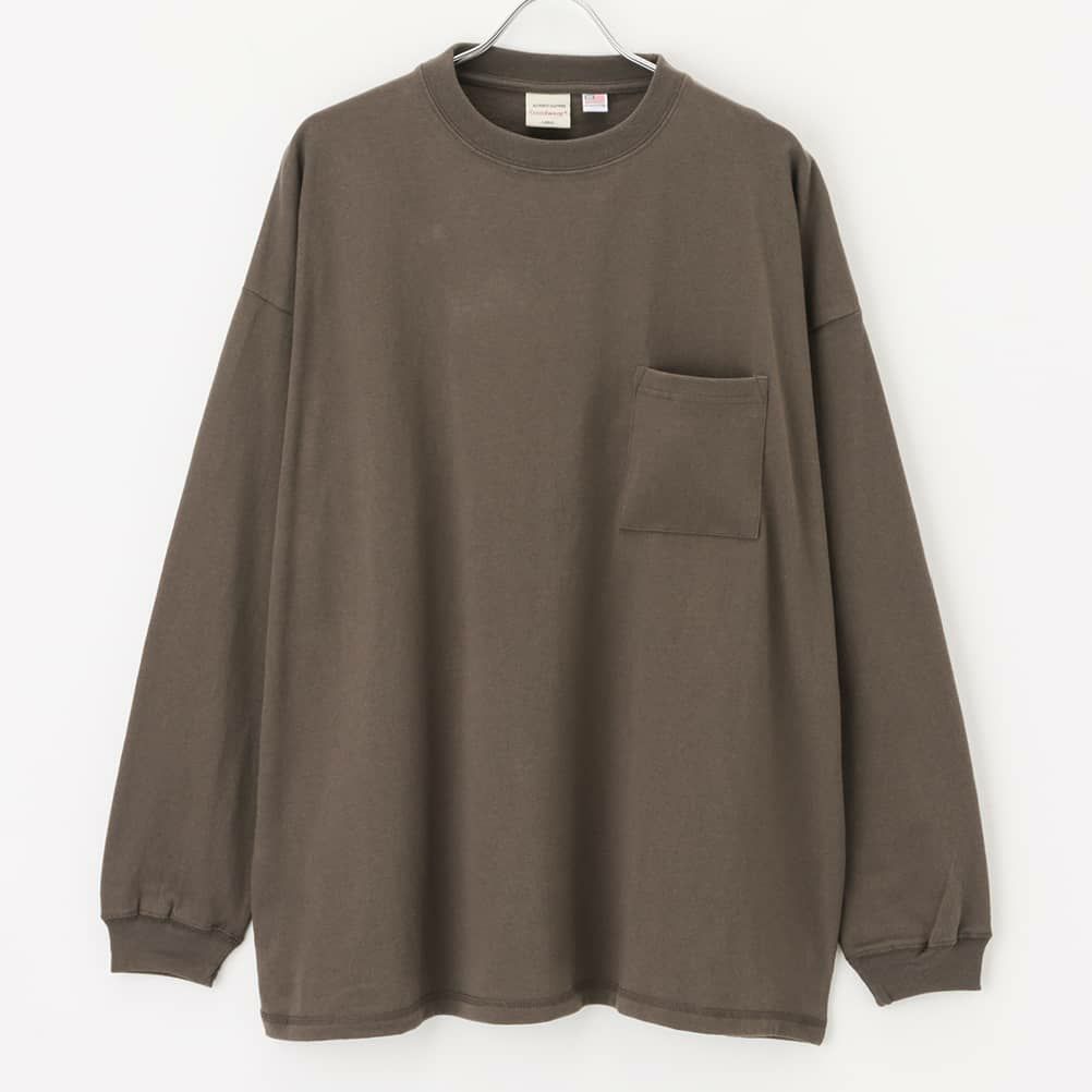 Goodwear 袖リブスーパービッグシルエット 胸ポケット付きロングスリーブTシャツ メンズ
