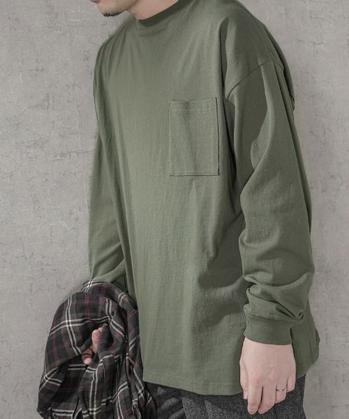Goodwear 袖リブスーパービッグシルエット 胸ポケット付きロングスリーブTシャツ メンズ