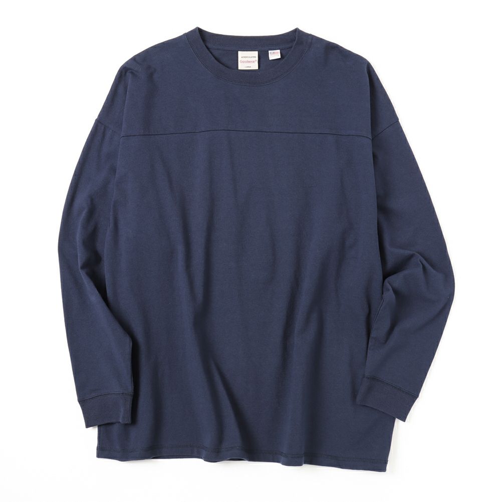 Goodwear スーパービッグシルエット フットボールロングスリーブTシャツ メンズ