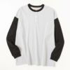 Goodwear ヘンリーネック袖配色スーパービッグシルエット ロングスリーブTシャツ メンズ