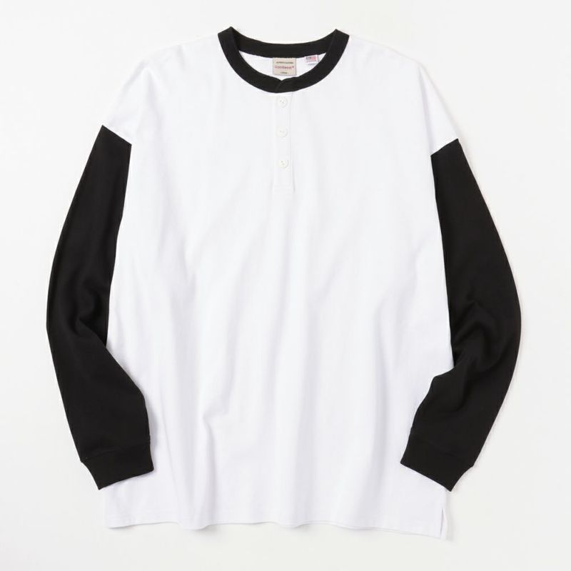 [期間限定価格]【オンラインストア限定】Goodwear ヘンリーネック袖配色スーパービッグシルエット ロングスリーブTシャツ メンズ商品画像-2