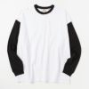 Goodwear ヘンリーネック袖配色スーパービッグシルエット ロングスリーブTシャツ メンズ