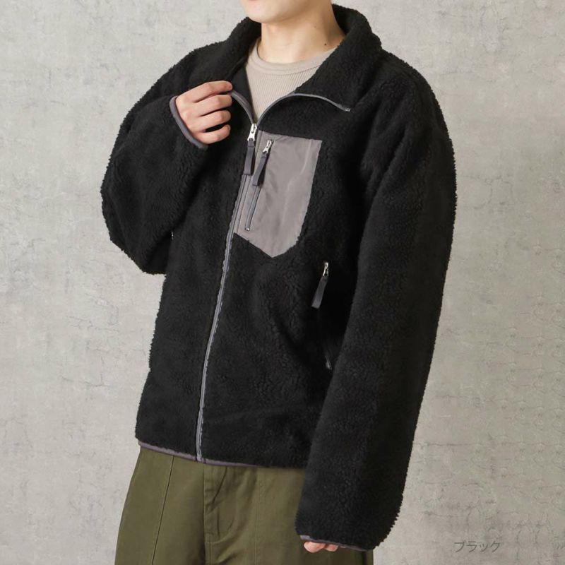 NAVY 防風ボアスタンドカラージャケット メンズ商品画像-2
