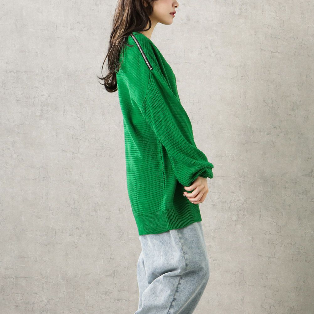 [さらに50%OFF]【オンラインストア限定】ミドルゲージ肩ジップニットプルオーバー レディース商品サムネイル-8
