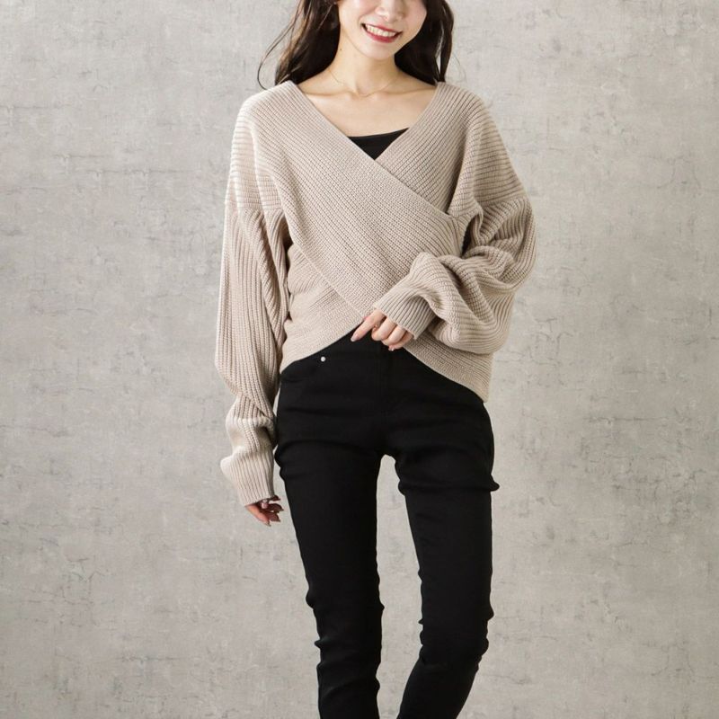 [さらに50%OFF]【オンラインストア限定】ミドルゲージクロスネックニットプルオーバー レディース商品画像-5