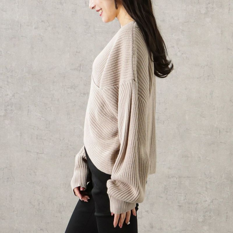 【オンラインストア限定】ミドルゲージクロスネックニットプルオーバー レディース商品画像-6