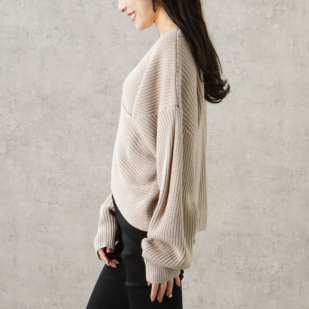 [さらに50%OFF]【オンラインストア限定】ミドルゲージクロスネックニットプルオーバー レディース商品画像-6