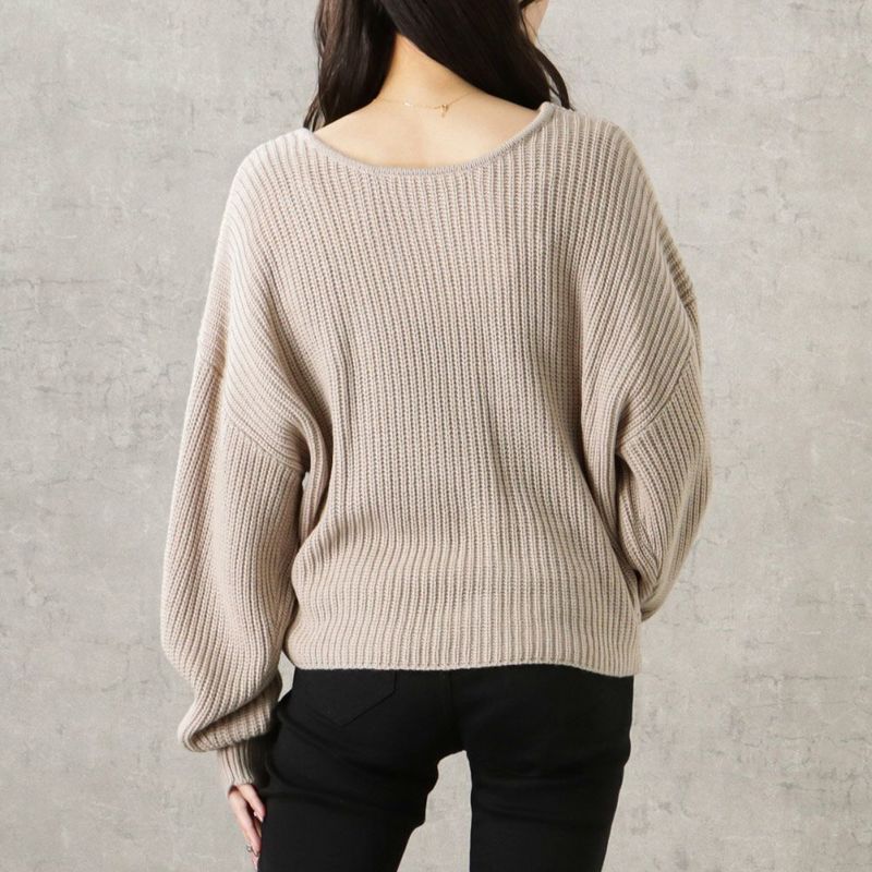 [さらに50%OFF]【オンラインストア限定】ミドルゲージクロスネックニットプルオーバー レディース商品画像-7