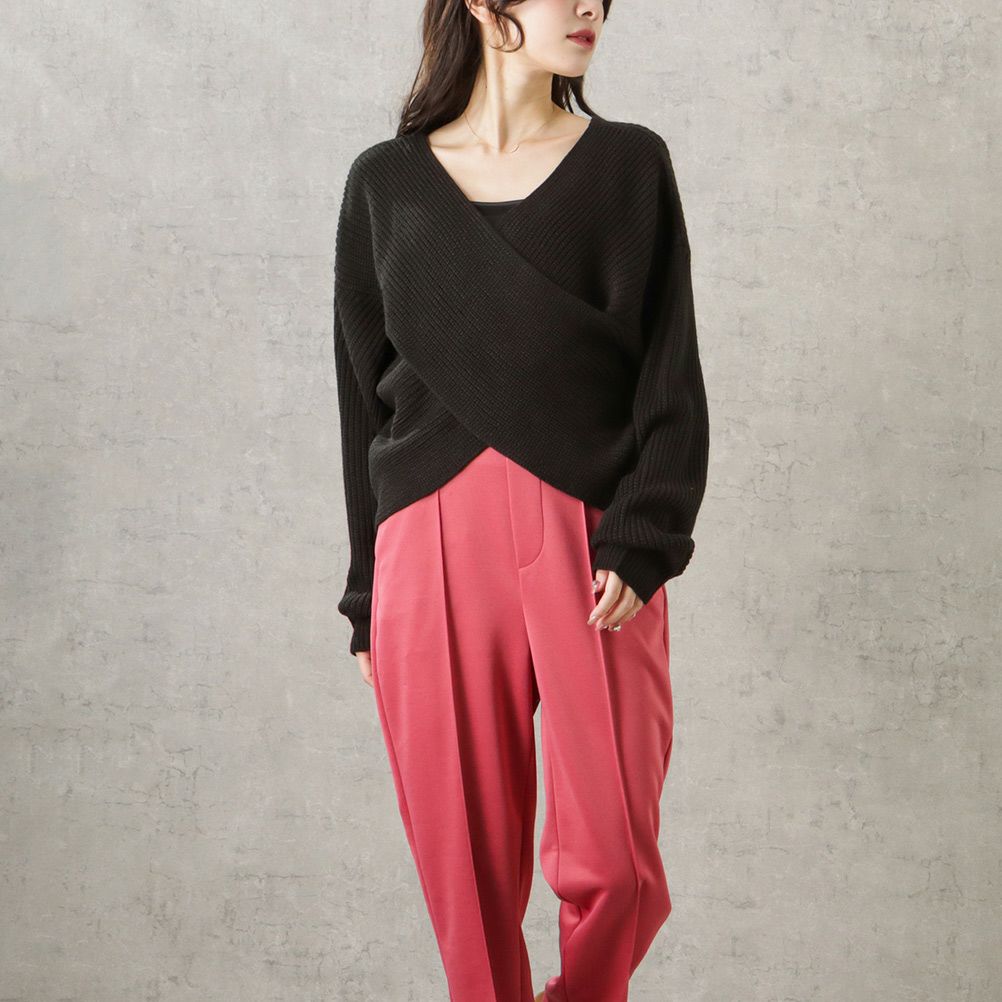 [さらに50%OFF]【オンラインストア限定】ミドルゲージクロスネックニットプルオーバー レディース商品画像-8