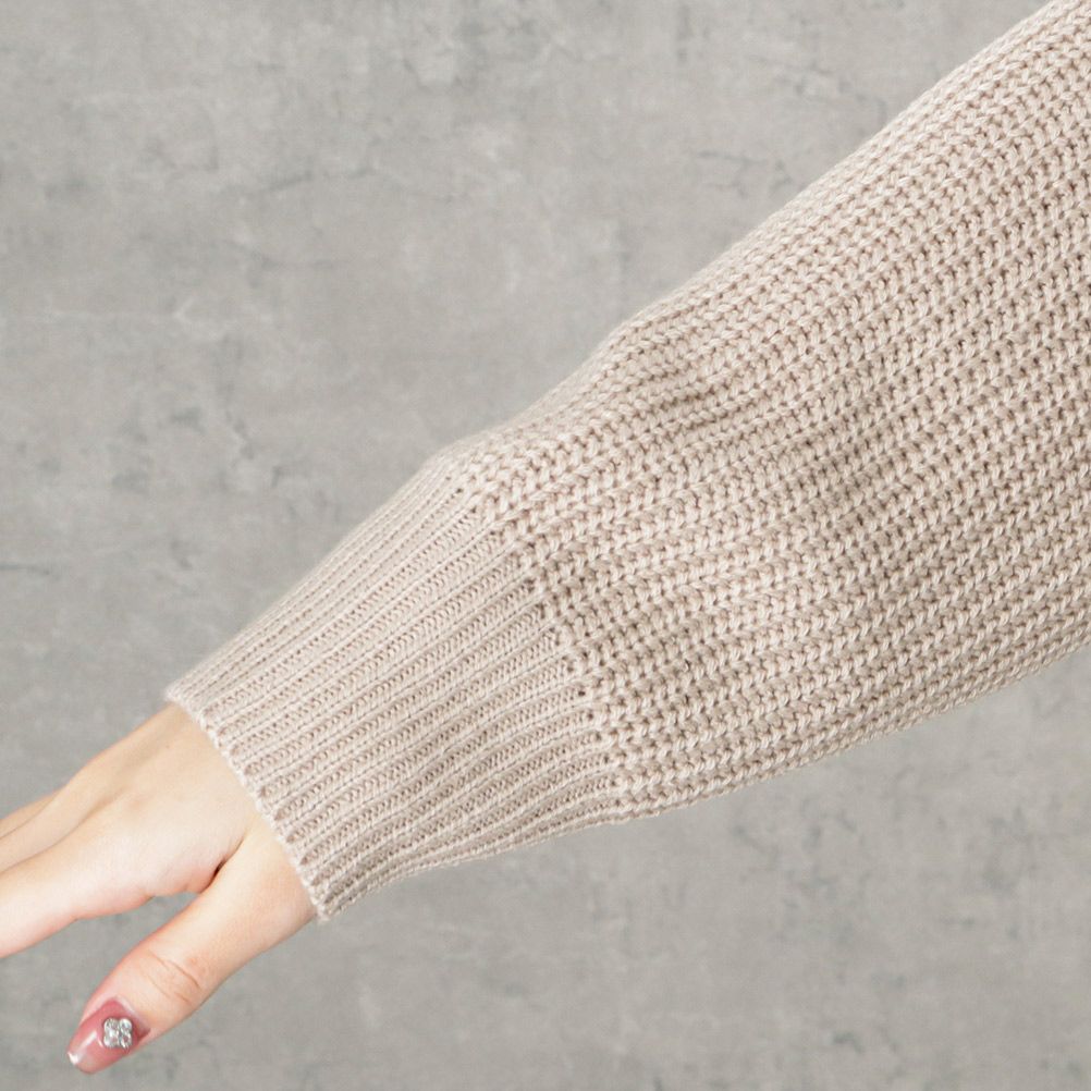 ミドルゲージクロスネックニットプルオーバー レディース