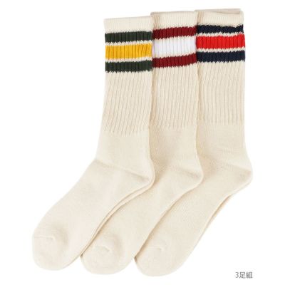Healthknit  クルーソックス ライン柄 3足組 メンズ