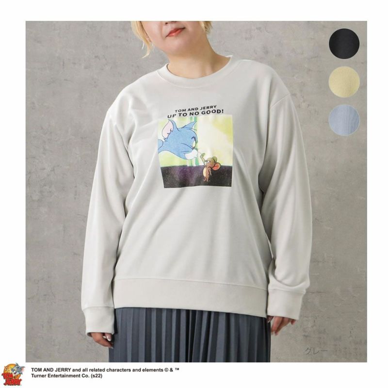 [大きいサイズ] Tom and Jerry ポンチ素材 クルートレーナー クイーンサイズ レディース商品画像-1