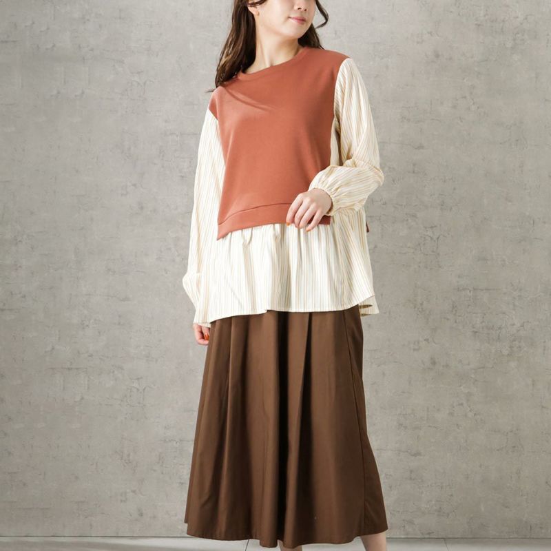 [期間限定価格]NAVY ポンチ素材 マルシェ布帛ドッキングプルオーバー レディース商品画像-8