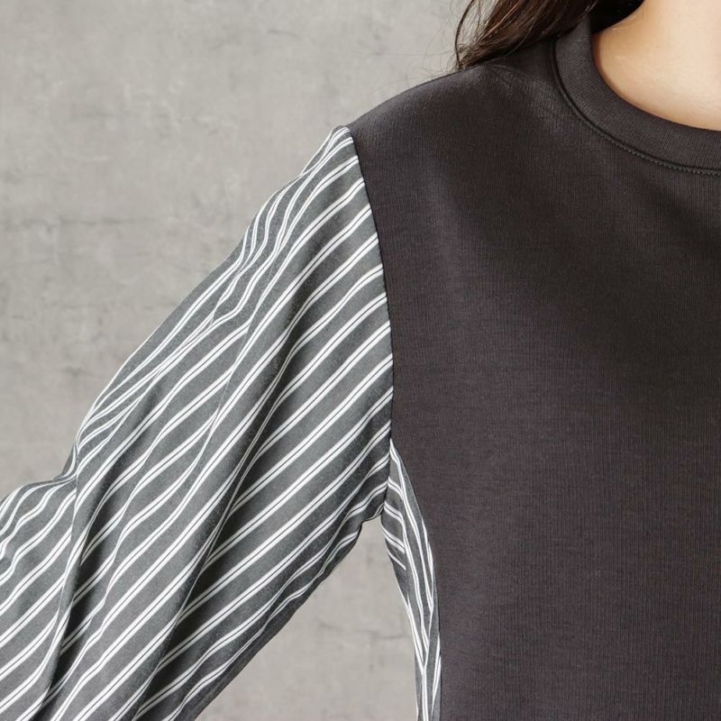 NAVY ポンチ素材 マルシェ布帛ドッキングプルオーバー レディース商品画像-12