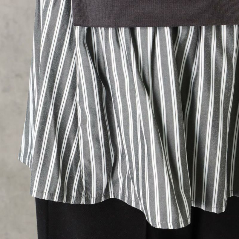 NAVY ポンチ素材 マルシェ布帛ドッキングプルオーバー レディース商品画像-14