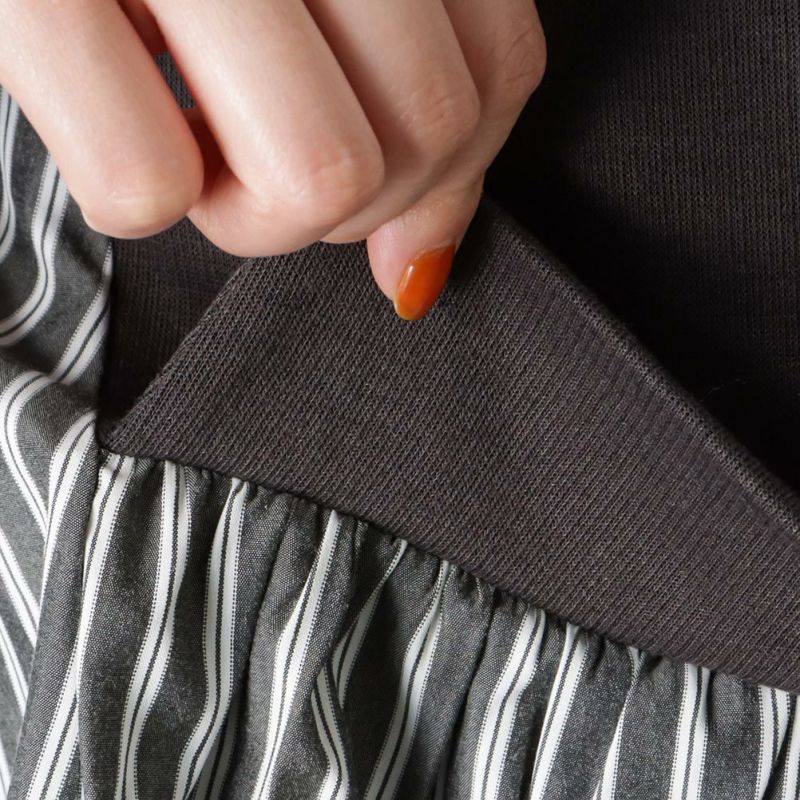 NAVY ポンチ素材 マルシェ布帛ドッキングプルオーバー レディース商品画像-15