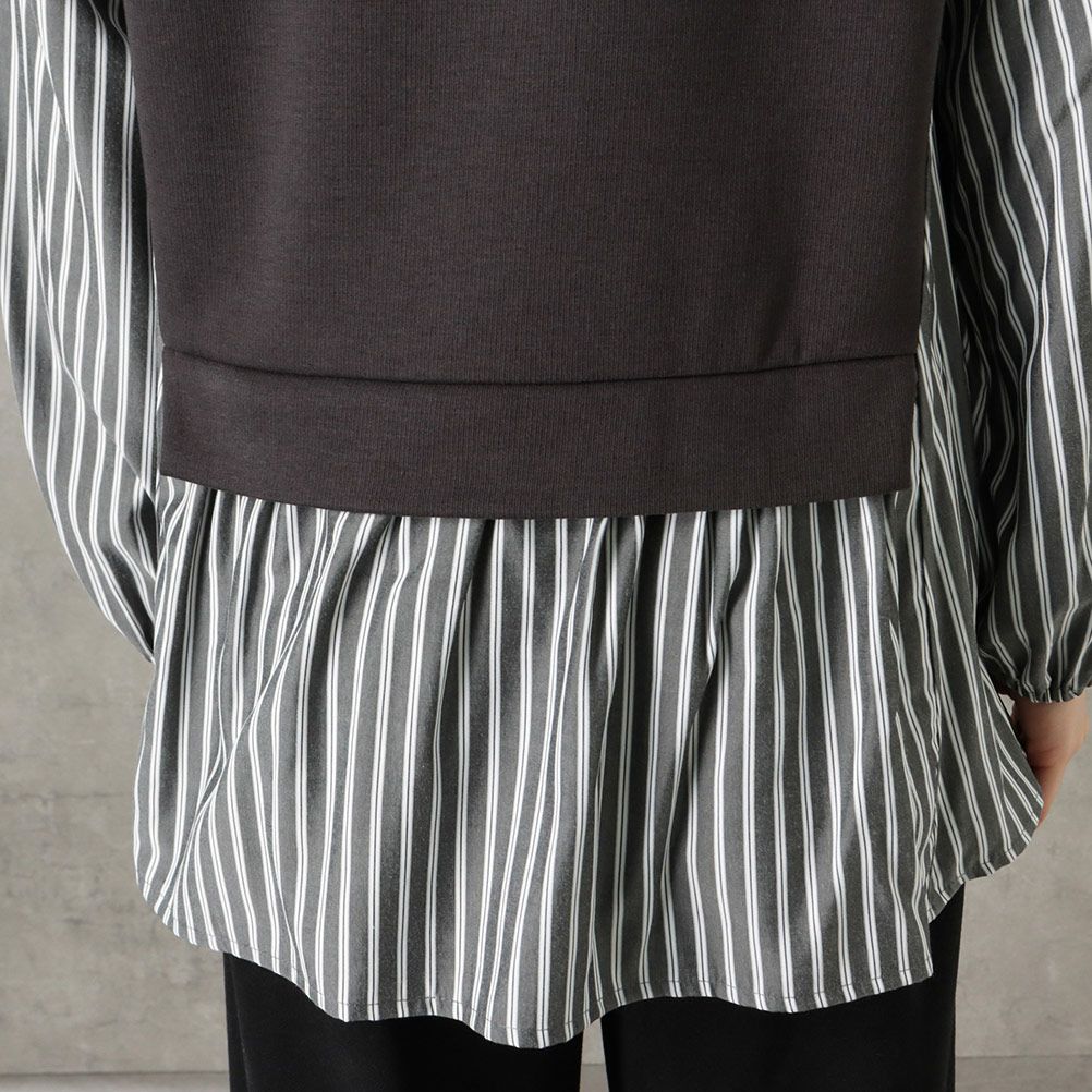 [期間限定価格]NAVY ポンチ素材 マルシェ布帛ドッキングプルオーバー レディース商品サムネイル-16