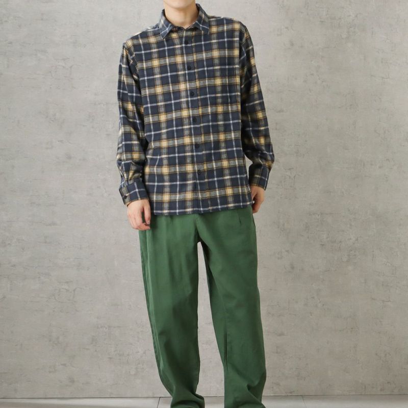 NAVY リサイクルコットンネルチェックシャツ メンズ メンズ チェックシャツ L