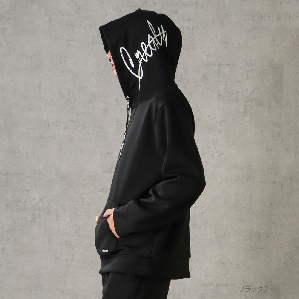 The Bonez黒 フード付きパーカー Mサイズ CREALY ポンチ素材 プルオーバーパーカー メンズ