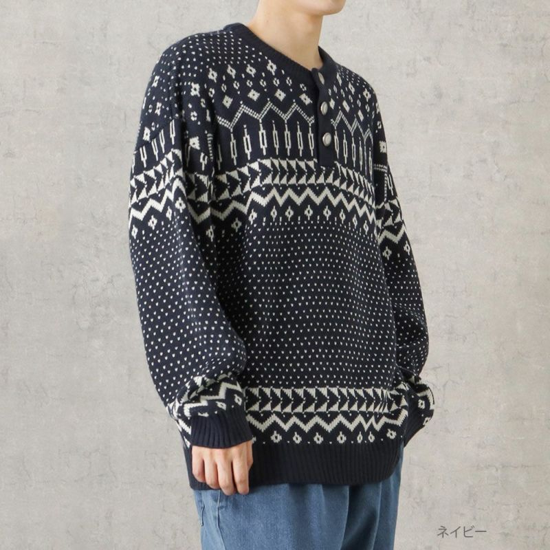 [さらに50%OFF]POWER TO THE PEOPLE ヘンリージャカードニット メンズ商品画像-2