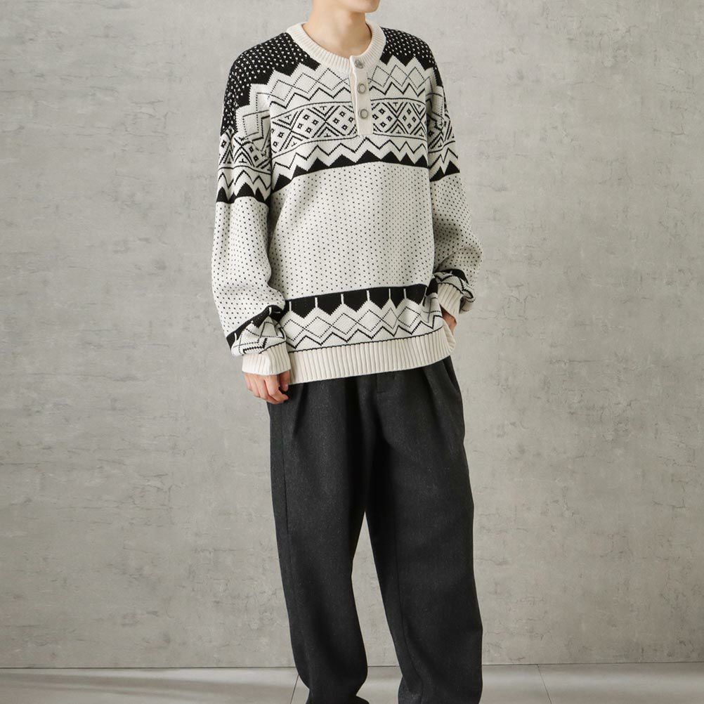 [期間限定価格]POWER TO THE PEOPLE ヘンリージャカードニット メンズ商品画像-3