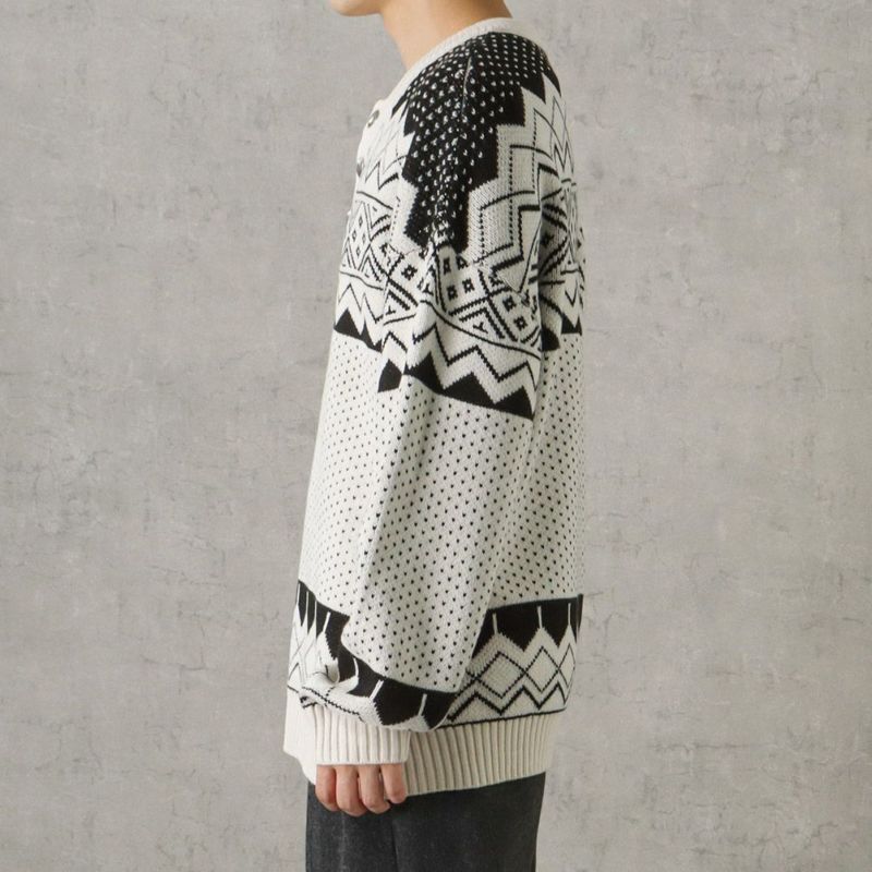 [さらに50%OFF]POWER TO THE PEOPLE ヘンリージャカードニット メンズ商品画像-4