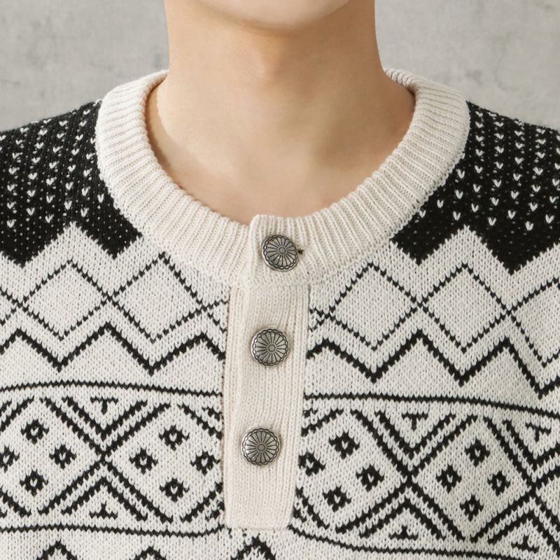 [期間限定価格]POWER TO THE PEOPLE ヘンリージャカードニット メンズ商品画像-7