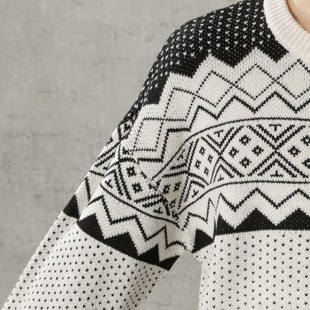 POWER TO THE PEOPLE ヘンリージャカードニット メンズ