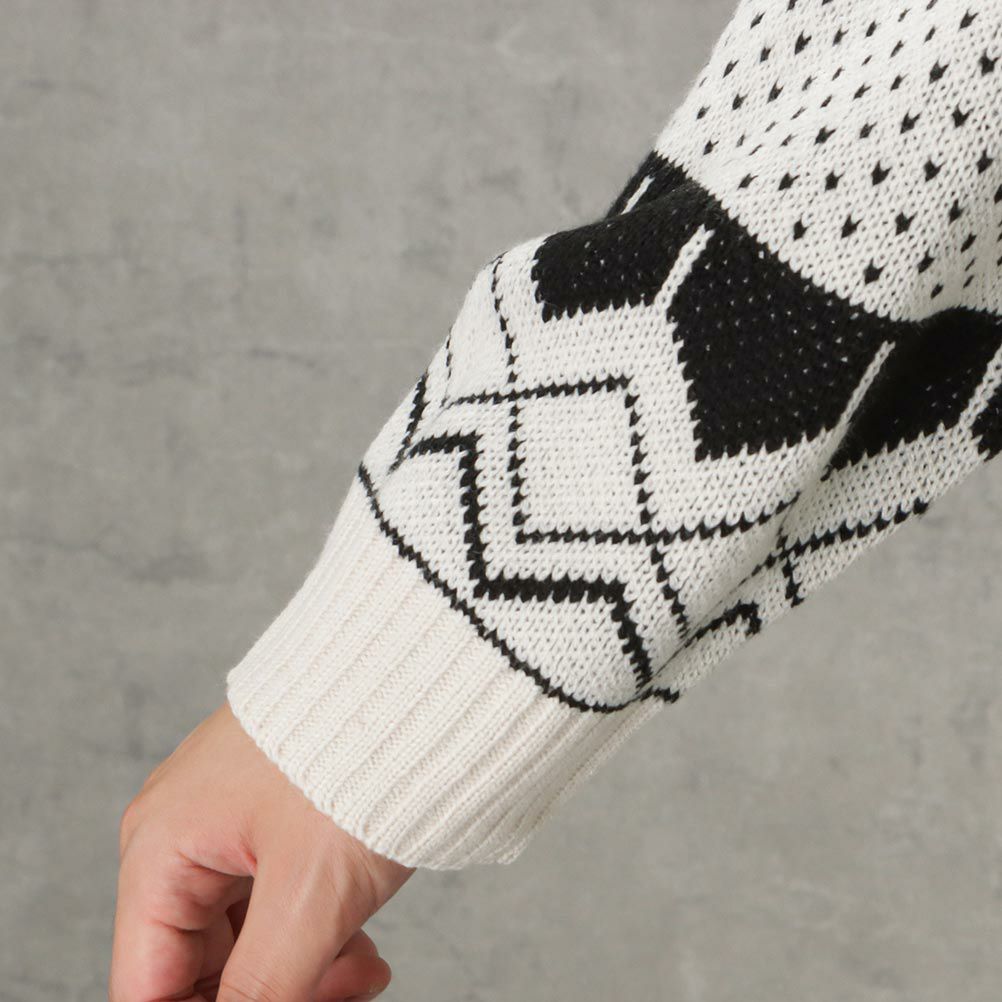 POWER TO THE PEOPLE ヘンリージャカードニット メンズ