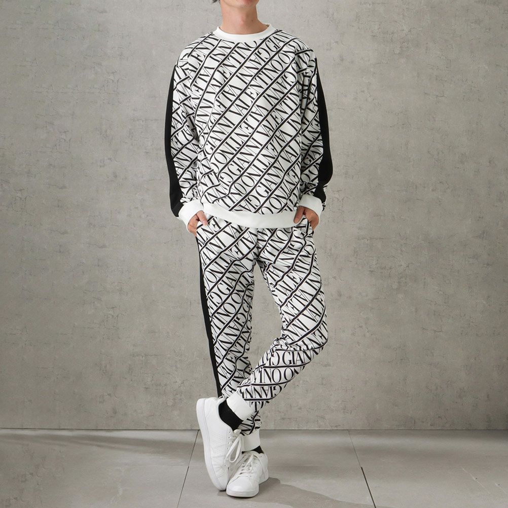 GIANNI VALENTINO ポンチ素材 総柄ジョガーパンツ メンズ