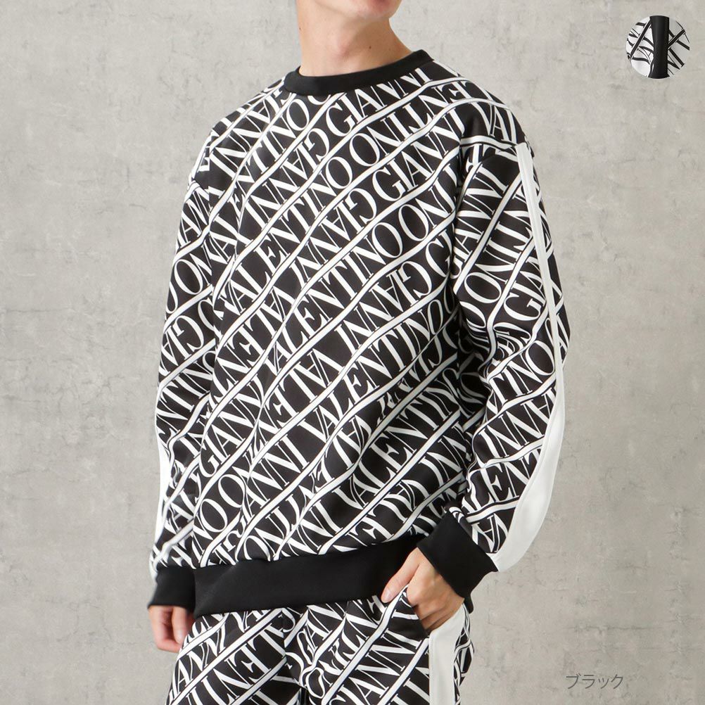GIANNI VALENTINO ポンチ素材 総柄トレーナー メンズ 