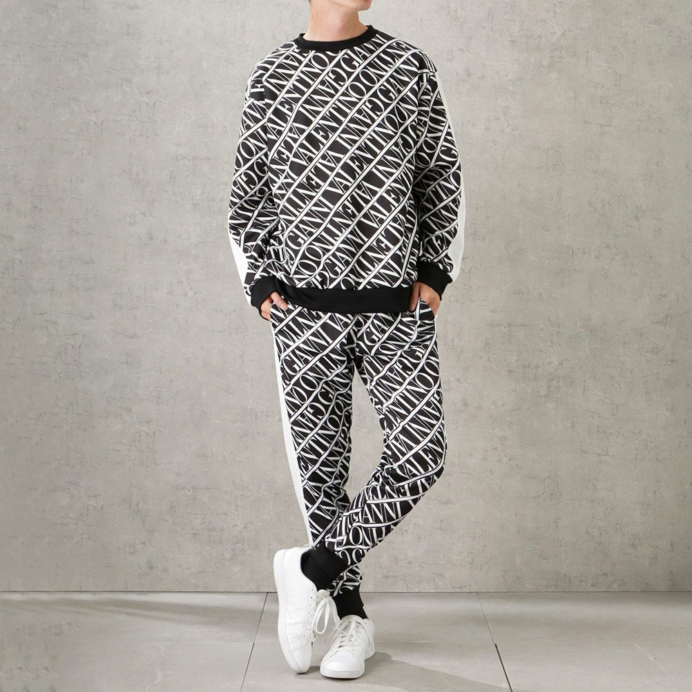 GIANNI VALENTINO ポンチ素材 総柄トレーナー メンズ 