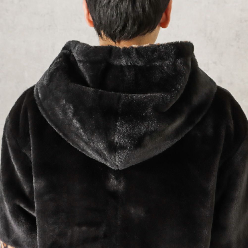 CREALY フォックスライクファーパーカー メンズ