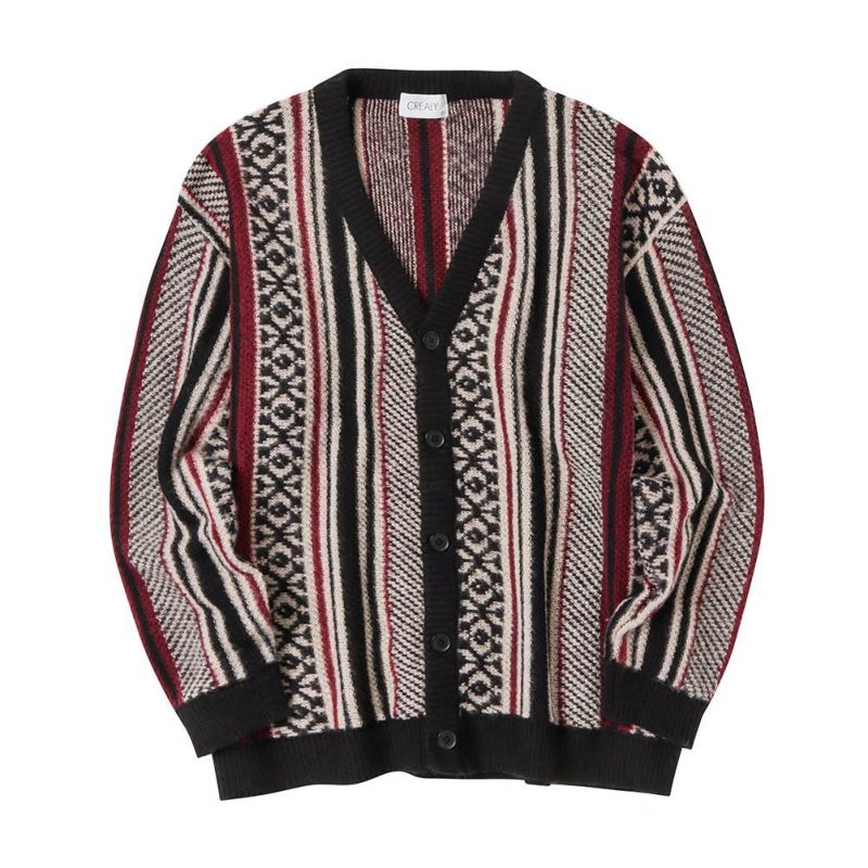 【オンラインストア限定】CREALY 総柄ニットVカーディガン メンズ商品画像-3