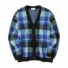 CREALY 総柄ニットVカーディガン メンズ
