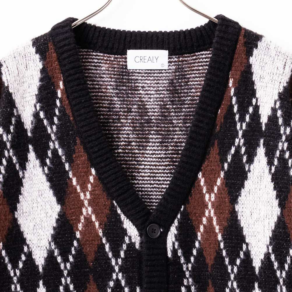 [さらに50%OFF]【オンラインストア限定】CREALY 総柄ニットVカーディガン メンズ商品サムネイル-12