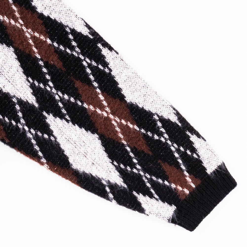 CREALY 総柄ニットVカーディガン メンズ