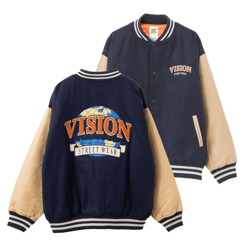 【オンラインストア限定】VISION STREET WEAR サガラ刺繍メルトンPUスタジャン メンズ商品サムネイル-3