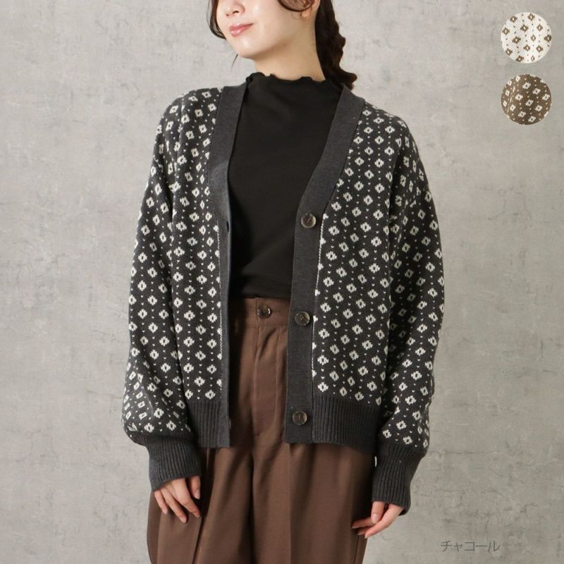 [さらに50%OFF]Howdy Marie ジャガードニットカーディガン レディース商品画像-1