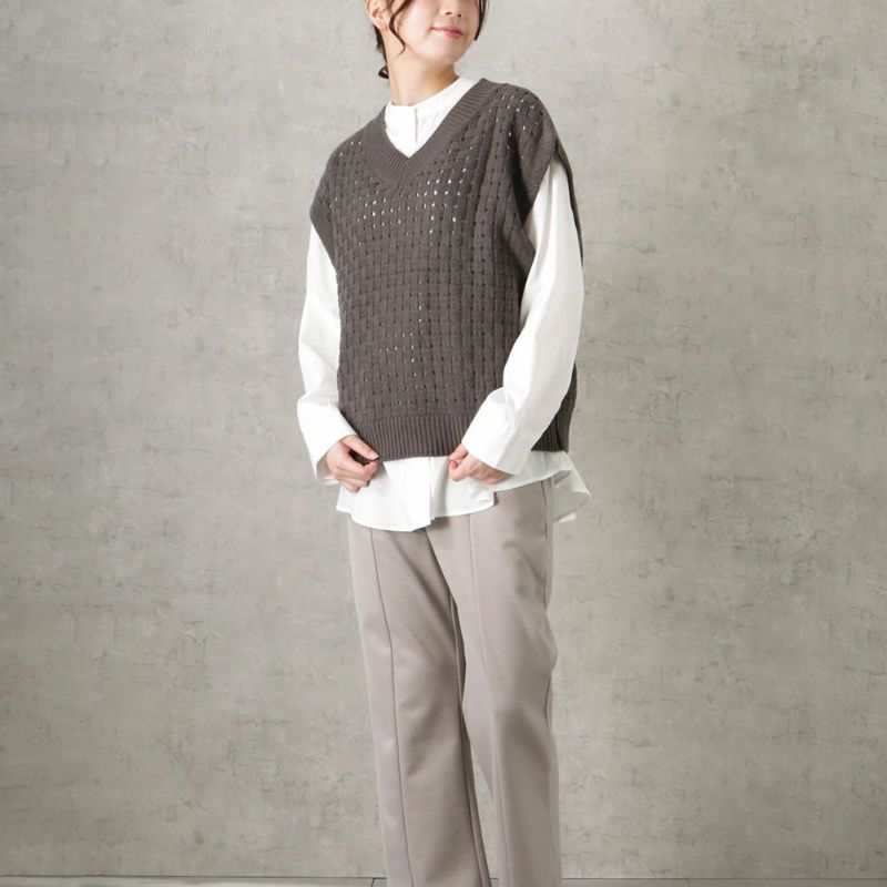 NAVY バスケット編みベストアンサンブル レディース商品画像-4