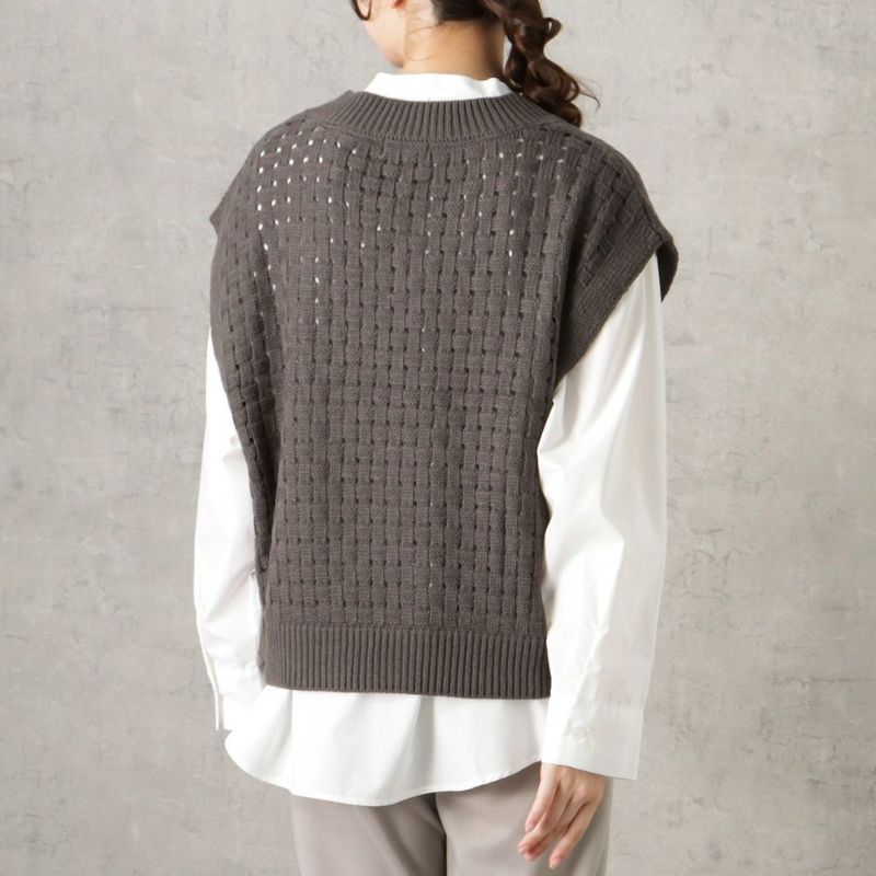 NAVY バスケット編みベストアンサンブル レディース商品画像-6