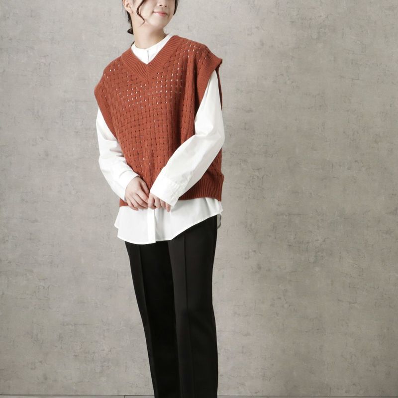 NAVY バスケット編みベストアンサンブル レディース商品画像-7