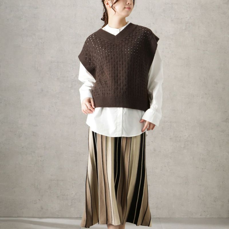 NAVY バスケット編みベストアンサンブル レディース商品画像-8