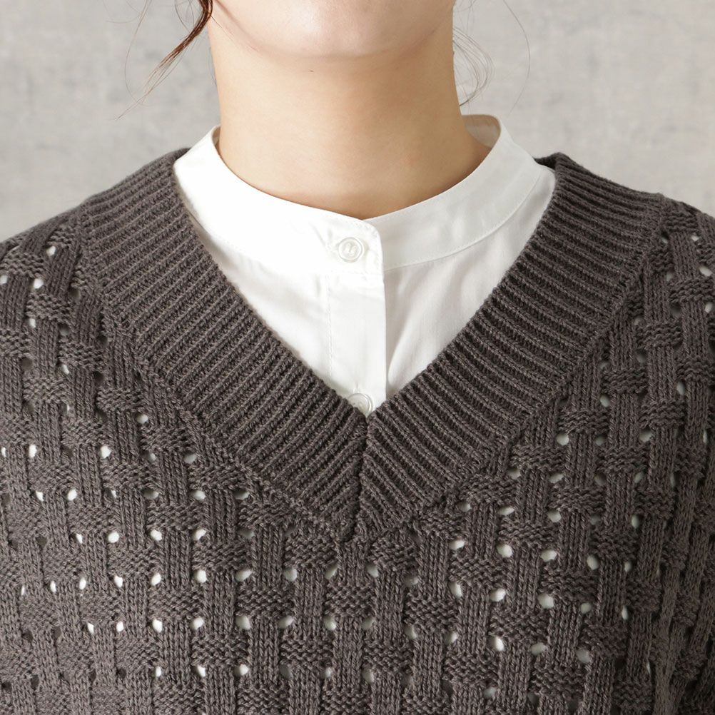 NAVY バスケット編みベストアンサンブル レディース