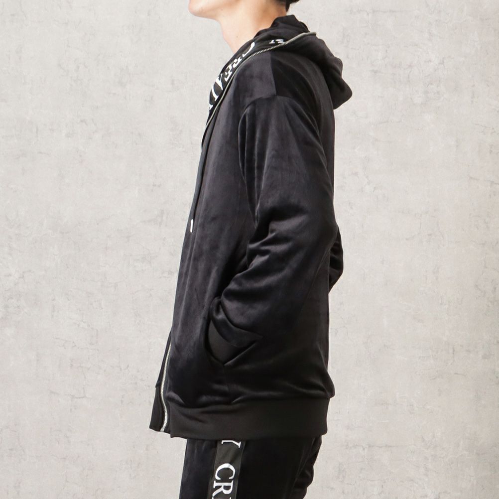 CREALY ベロアフルジップパーカー メンズ