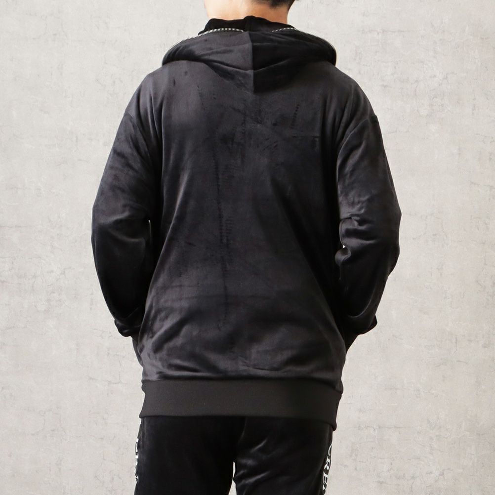 CREALY ベロアフルジップパーカー メンズ