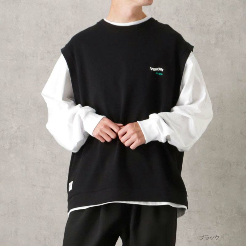 VISION STREET WEAR  鹿の子ベスト×ロングスリーブTシャツアンサンブル メンズ商品画像-1
